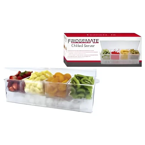 11 Organizador de Aperitivos Frigidaire con Enfriamiento de 4 Compartimentos y tapa con bisagras