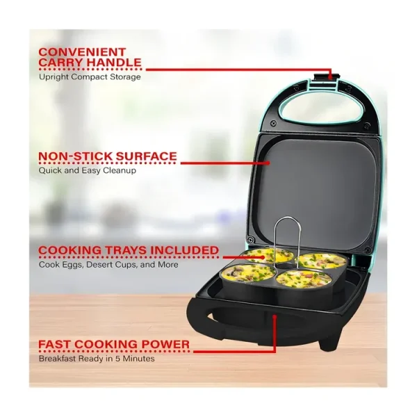Maquina Brentwood para hacer huevos con accesorios color celeste