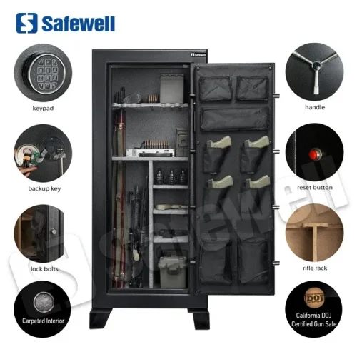 Caja Fuerte Safewell para 19 armas Biométrica Ignífuga para Armas 30 min